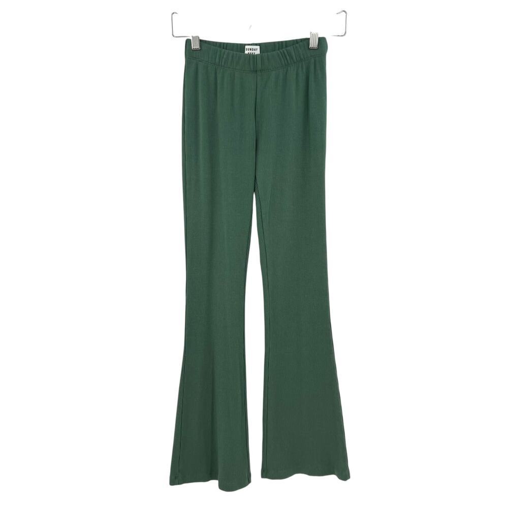Aritzia Sunday Best Tate Pants High-Waisted Flare Ribbed Stretch Green Size XS